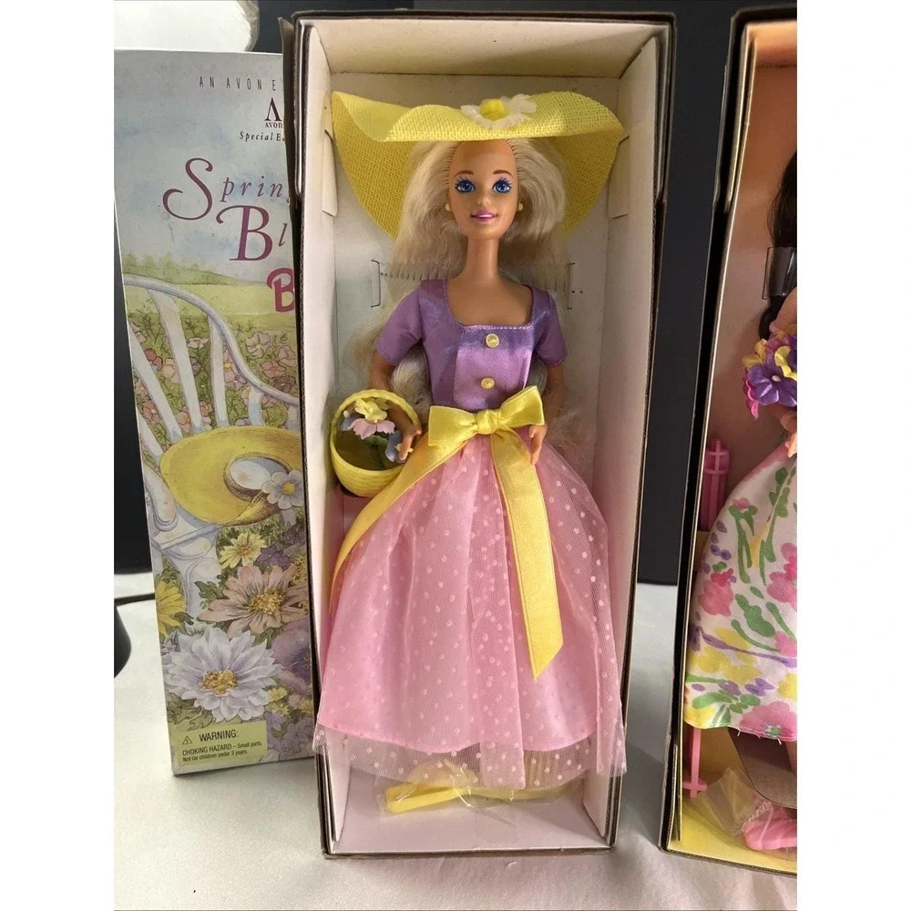 2 Mattel AVON Special Edition Spring Blossom Barbie Dolls First/Second 1990's